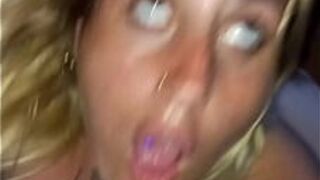 second part of how this blonde squirts deliciously and receives all the milk on her body - porn video