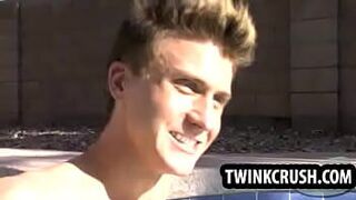 Horny twink sucks cock and gets fucked in the pool - porn video