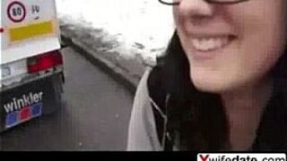 Cheating wife sucking cock on the street - porn video