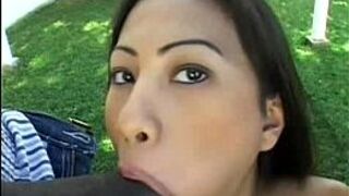 Sexy asian babe Nyomi Arman sucks and fucks - porn video