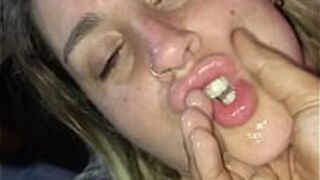 Fat slut blonde deep mouth and ass bug - porn video